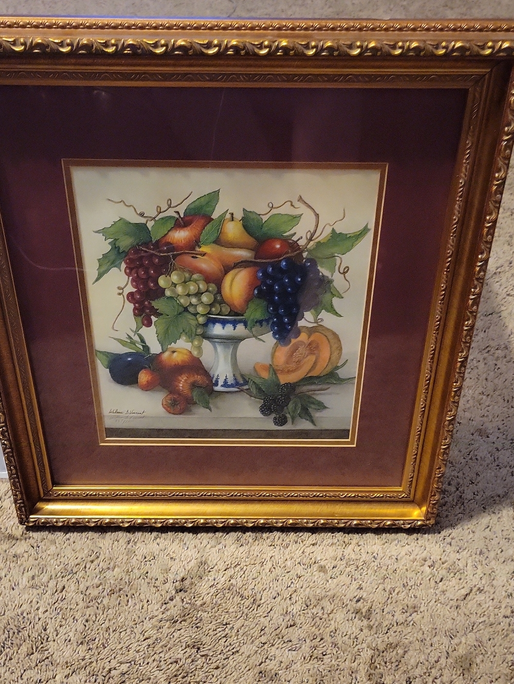 Framed Still Life Fruit Print in Gold Ornate Frame